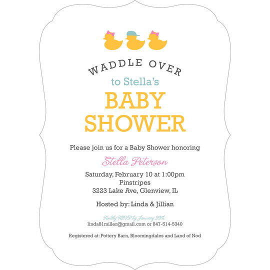 Rubber Duckie Triplets Shower Invitations